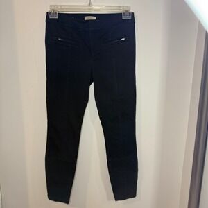 LOFT Outlet Modern Skinny Ankle Pants‎ Zipper Detail Black Women's Size 2